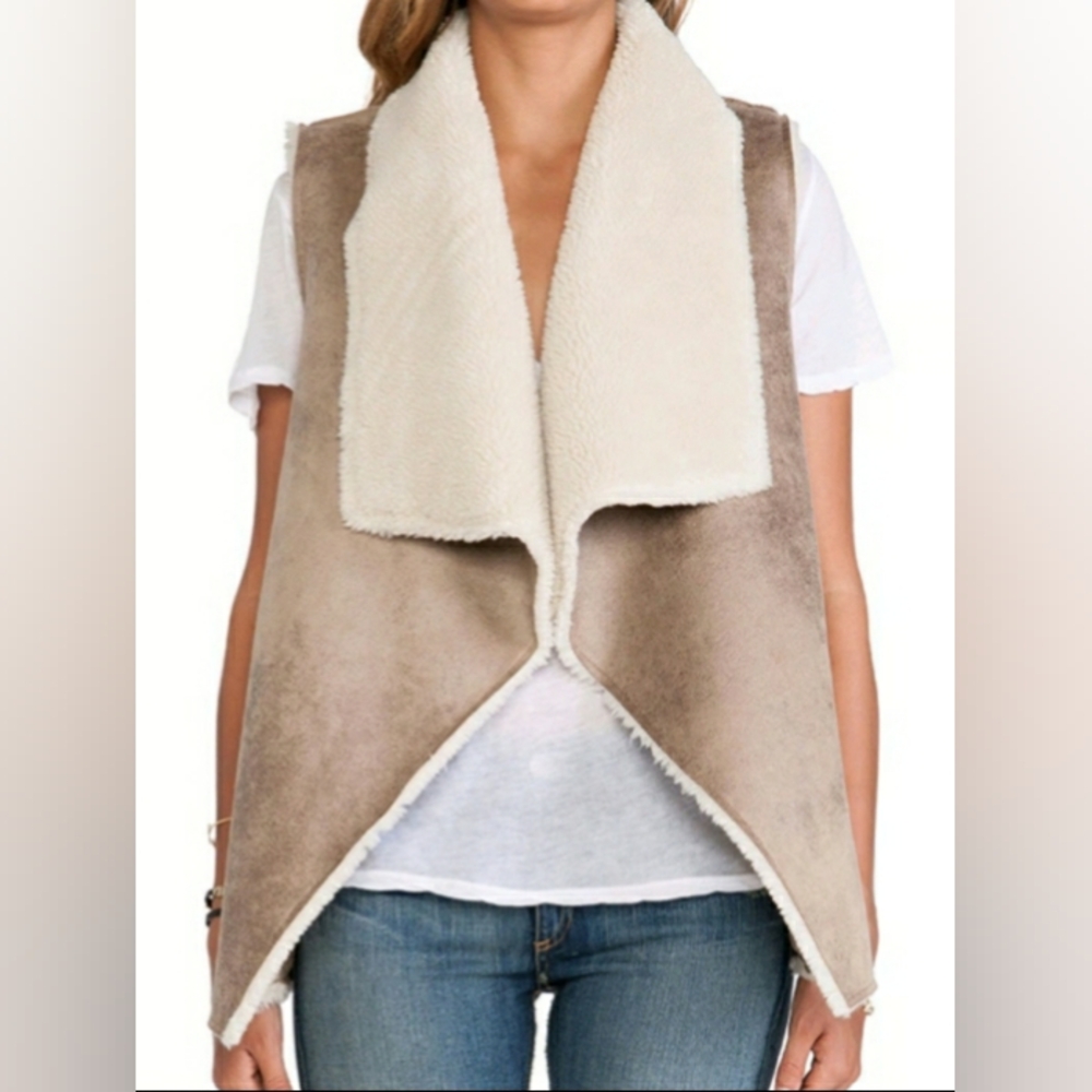Reversible Tan and Cream Shearling Vest